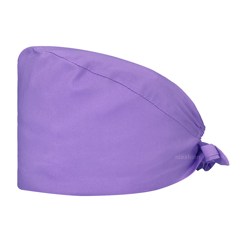 Gorro de Médico de Color Sólido en Poliéster y Algodón, Gorro Médico con Bordado de ECG, Gorro de Trabajo para Cola de Caballo Corta, Gorro Floral en Stock
