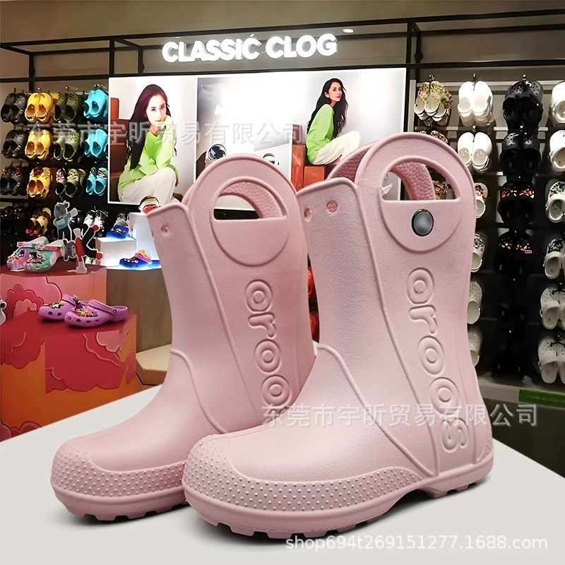 Cross новые детские ботинки дождевой сапоги средний цилиндр нескользящие водонепроницаемые дождевые сапоги на открытом воздухе дождливый день резиновая обувь мягкая подошва EVA обувь