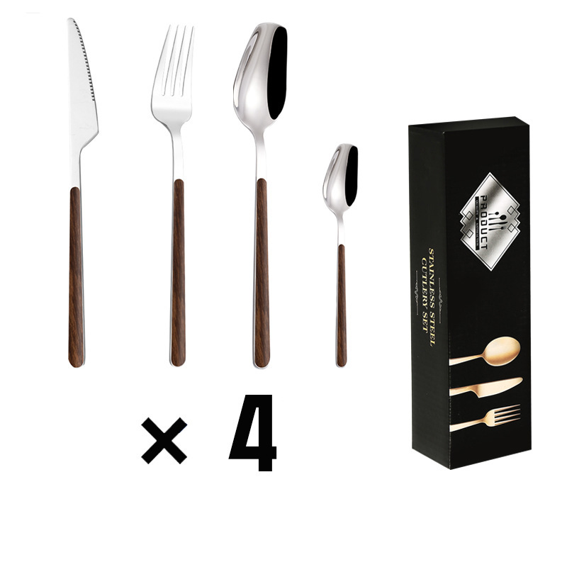 新しいステンレス鋼食器ギフトボックス家庭用クリップハンドルデザートスプーンクロスボーダーホット販売ステーキナイフ、フォーク、スプーンセット|undefined
