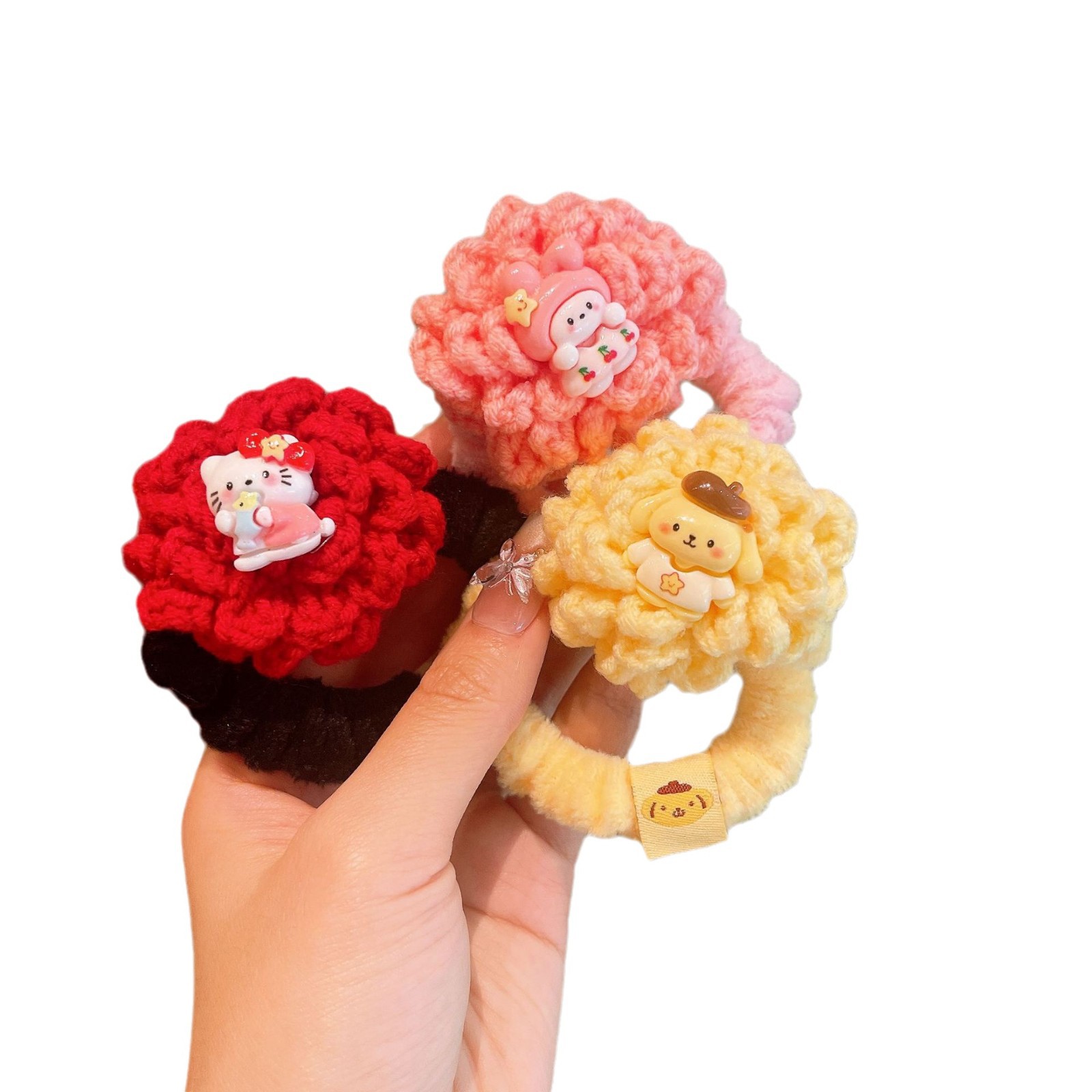 Otoño y invierno nuevos niños lindos anillos de pelo de peluche Sanliogou cabello cuerda de cabello estudiantes pulsera adornamiento de cabello dulce kt cabello gato