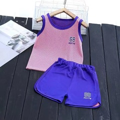 子供服サマースーツ子供用速乾スーツ男の子女の子ベストショーツスポーツツーピースメッシュトレンド