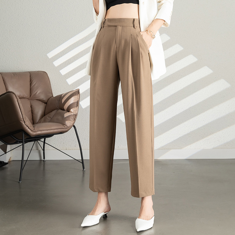 Drapey Trousers 2024 Autumn and Winter New Slimming Look Stereo Cut High Waist Straight Nine-Point Pants Wool Casual Pants for Women