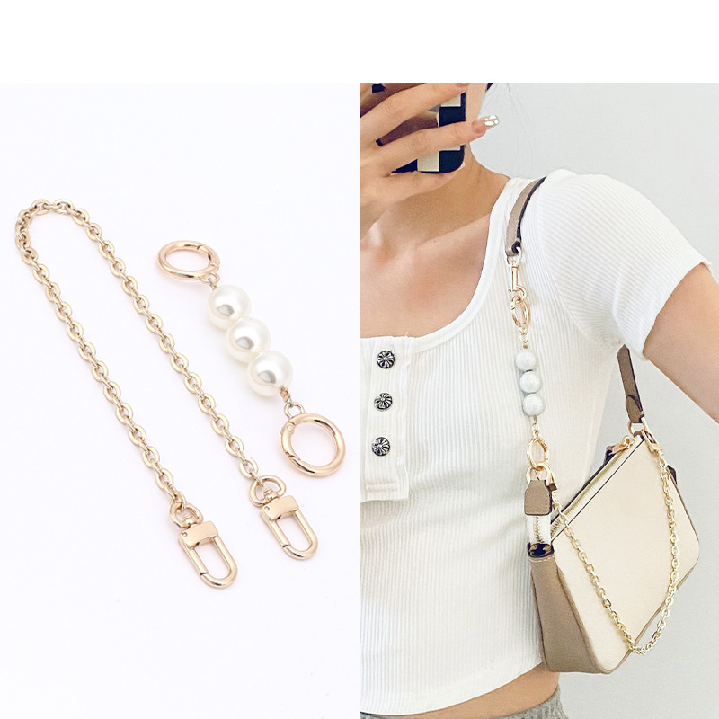 Coac Kuachi Mahjong Bag Chain Accessory – Shoulder Strap Extension with Pearl-Style Decorative Strap for Bags