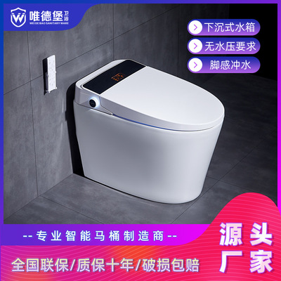 唯德堡全自动翻盖无水压限制电动座便器 一体式即热烘干智能马桶|ru