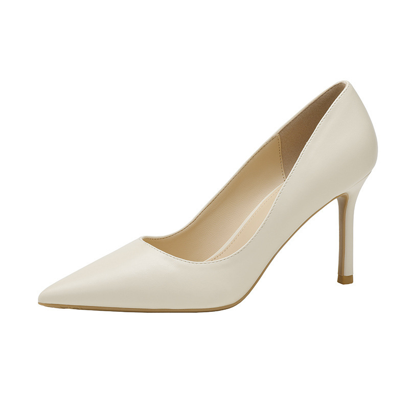 Black Off-White Matte High Heels Women's Stiletto Heels 2025 New Pointed Toe Shoes Feminine High-End Not Tiring Feet Black Off-White Matte High Heels Women's Stiletto Heels 2025 New Pointed Toe Shoes Feminine High-End Not Tiring Feet