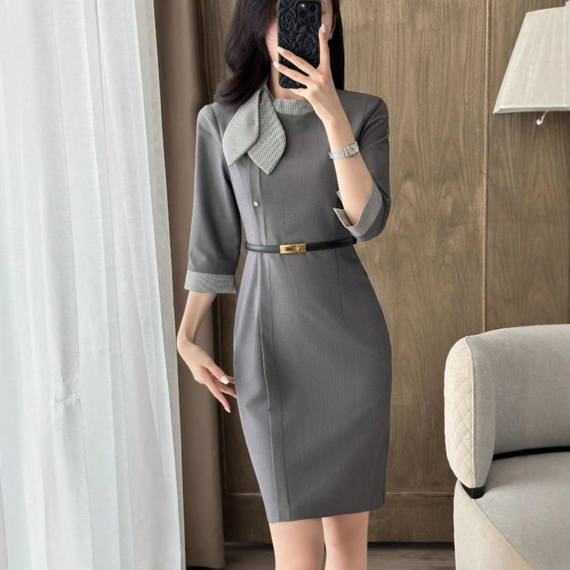Stewardess Business Dress Temperament Goddess Fan High-end dress Female Sales Department Front Desk Beauty Salon Hotel Work Dress