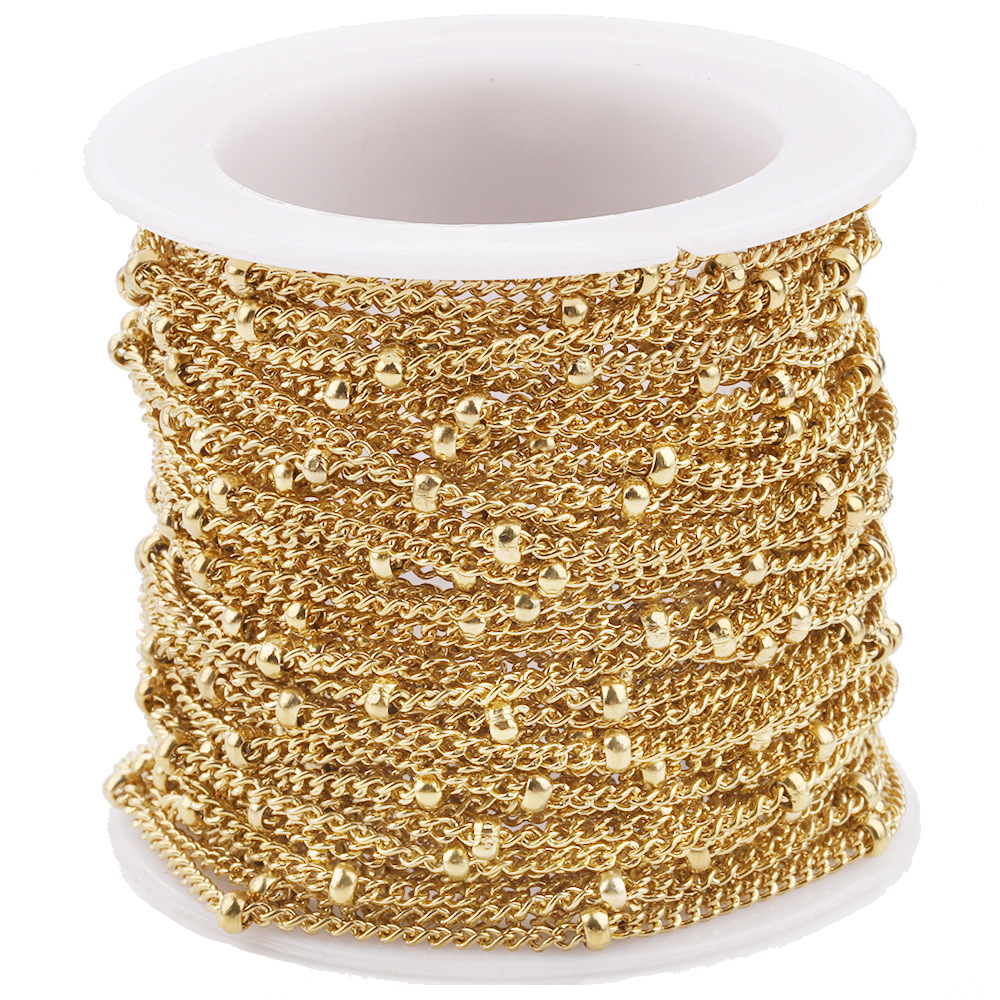 304 Stainless Steel Material 1 Roll Diameter 2mm 304 Stainless Steel 18K Gold Plated Rose Gold Plated Solid Color Polished Chain