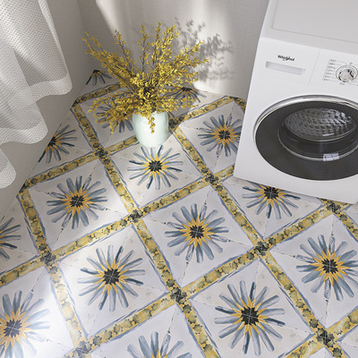 300*300复古做旧油画小花砖文艺怀旧名宿酒吧防滑地砖洗生间墙砖