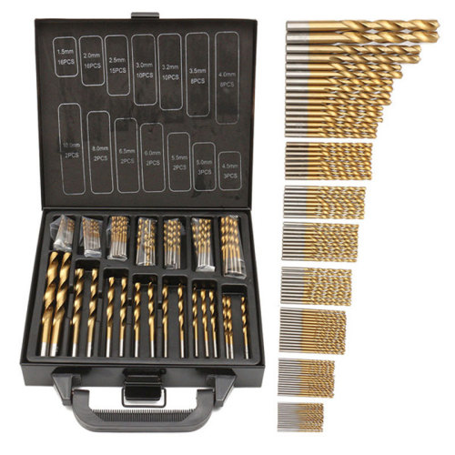 99pc twist drill iron box 99-piece set of high-speed steel titanium-plated twist drill hole opener steel plate hole drill bit