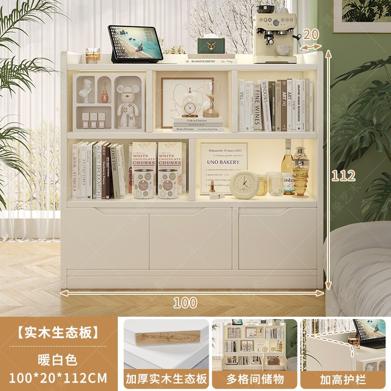 Estante para libros de madera maciza de piso a techo, estante de exhibición de almacenamiento de rejilla múltiple para el hogar, dormitorio, armario bajo junto a la cama, estantería con puerta