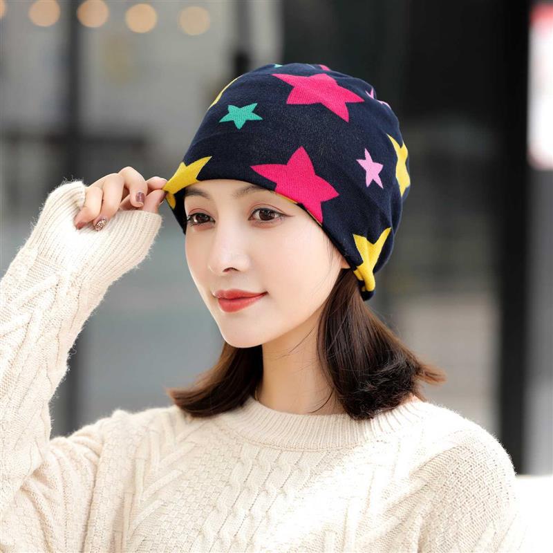 Sombrero calvo de otoño y invierno de doble capa, sombrero de luna, algodón transpirable, sombrero de dormir caliente para la madre