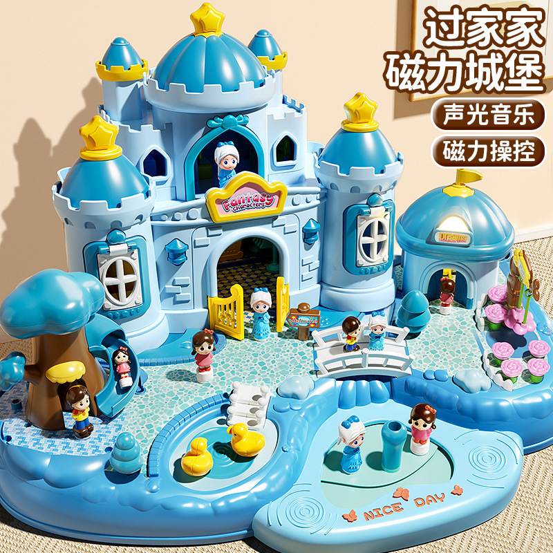 New Style Play House Magnetic Toy Princess Doll House Small Doll Girls Villa suit Birthday Gift