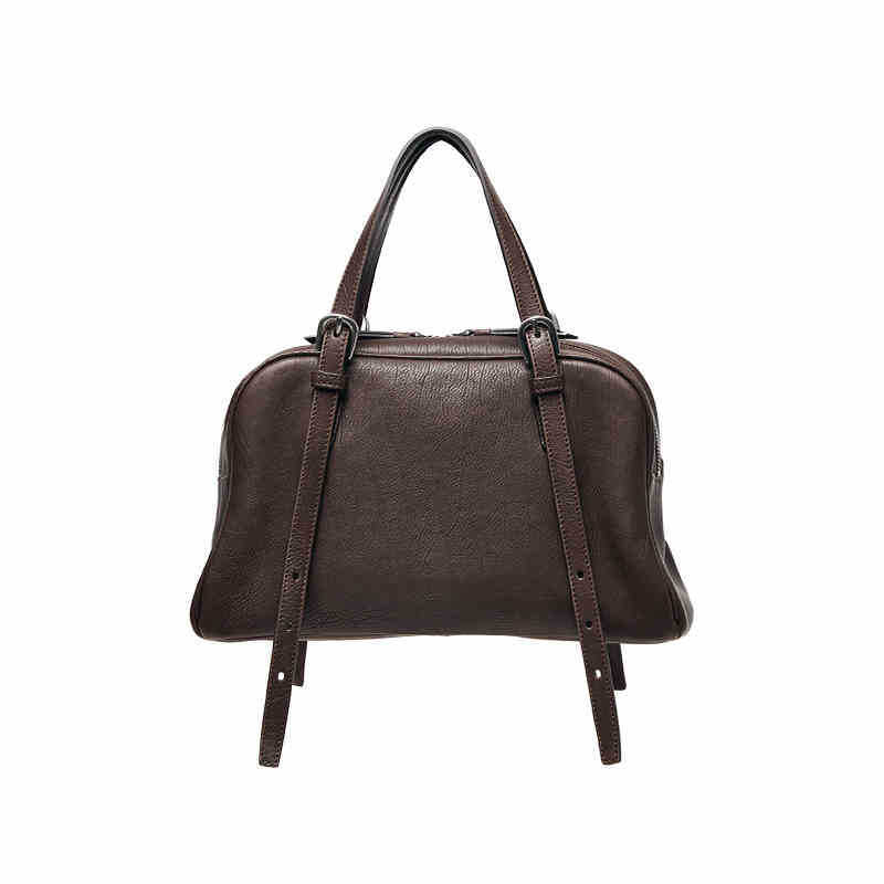 New Vegetable-Tanned Leather Luxury Bowling Bag For Women - Spring Retro Large Capacity Commuter Shoulder Handbag - Thumbnail 7