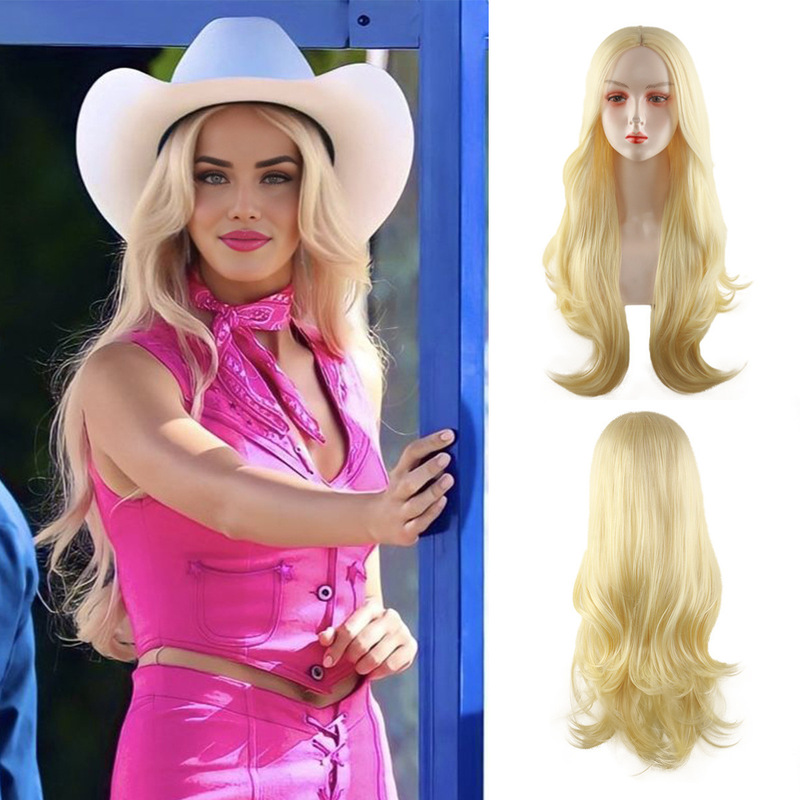 Film and Television Wig, Kidsren and Adults, Barbie Princess Character Dress-up Wig, Light Gold Wavy Wig