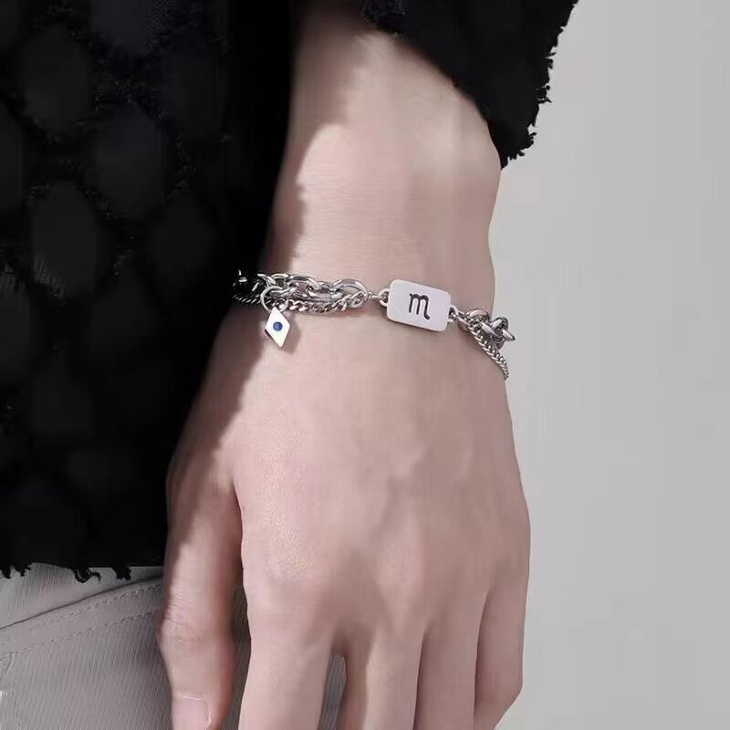 Twelve Constellation Bracelet for Boys Light Luxury Niche Design Accessories High-grade Titanium Steel Men's Cold Style Bracelet for Women