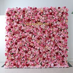 CB-344赤いピンクの花の壁の背景5d人工プラスチック花板人工装飾バラの花の壁