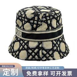 跨境提花渔夫帽外出遮阳时尚易搭帽子遮阳平顶盆帽子多工艺LOGO