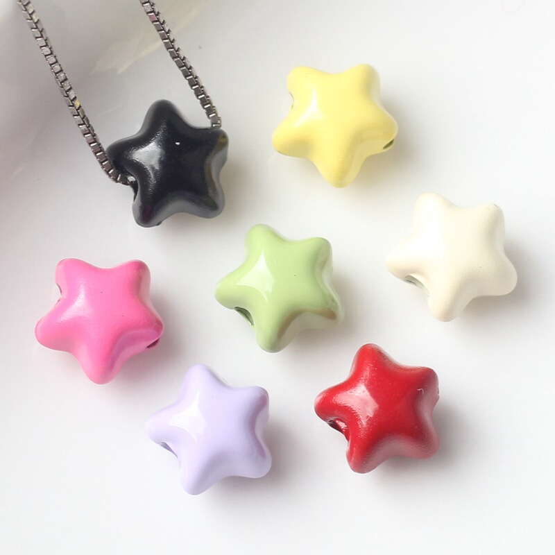 Simple alloy color spray paint five-pointed star drum beads loose beads beads beads diy bracelet necklace jewelry accessories