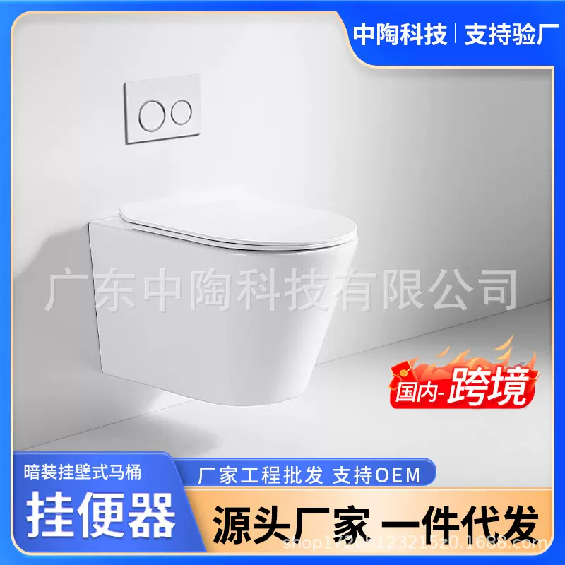 厂家直销外贸CE现货小户型壁挂马桶入墙挂便器悬挂家用静音坐便器