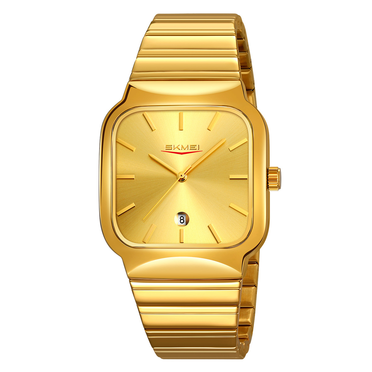 Reloj de negocios para hombres cuadrado de cuarzo correa de acero simple calendario negro relojes de hombre al por mayor en stock transfronterizo