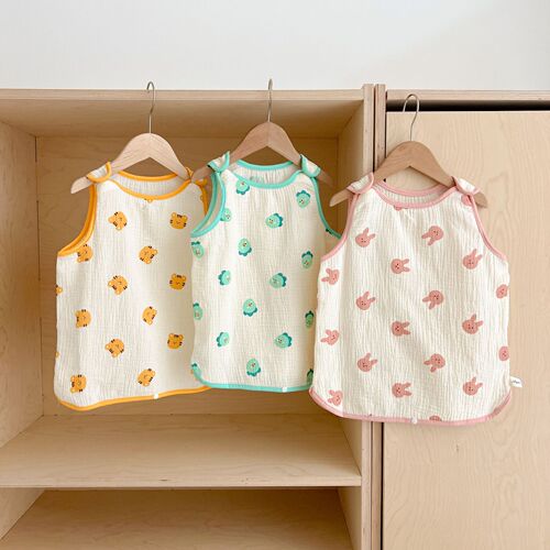 Korean ins baby sleeping bag summer thin cartoon cotton vest style pajamas for men and women baby anti-kick quilt artifact
