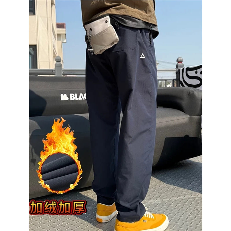 Fleece-Trimmed Triangle Logo! Clearance Sale, Speed Up! 3D Stereo Cutting Autumn and Winter Men's Tear-Resistant Breathable Casual Pants Trend