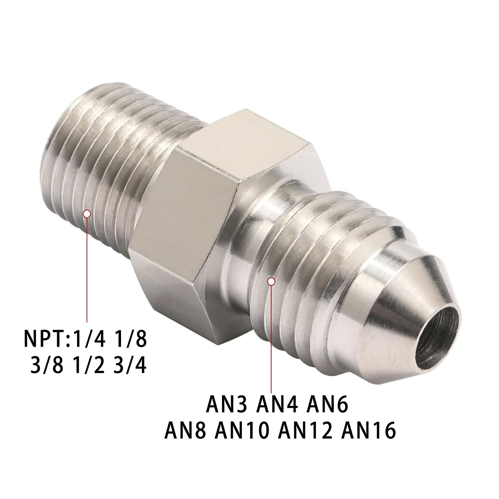 AN3-AN16 Automotive and Motorcycle Modification Parts Fuel Brake Pipe Connector Stainless Steel Straight Oil Pipe Threaded Adapter