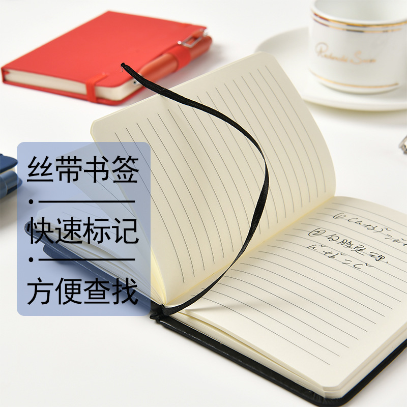 PU皮商务办公学生绑带记事本纸中性黑芯口袋笔挂本可加LOGO|undefined