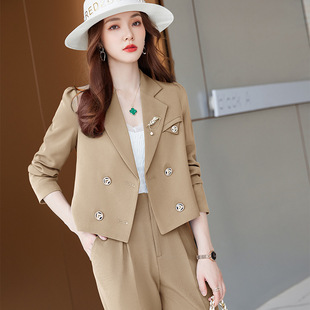 Seven Valley Niang Small Short Suit Women's Spring and Autumn Fashion Korean Casual Suit White-collar Work Clothes