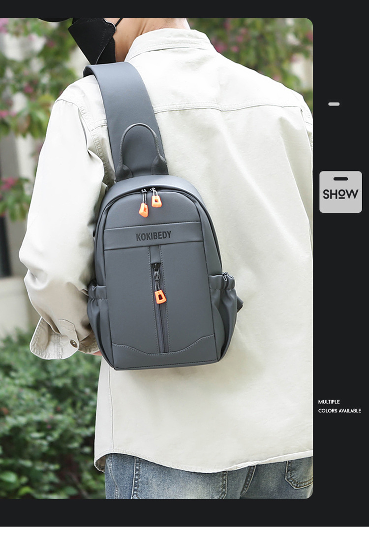 Business bag, multi-functional men's bag, trendy brand men's chest bag, water-resistant crossbody bag, casual single-shoulder backpack, fashionable cross-border Item Picture