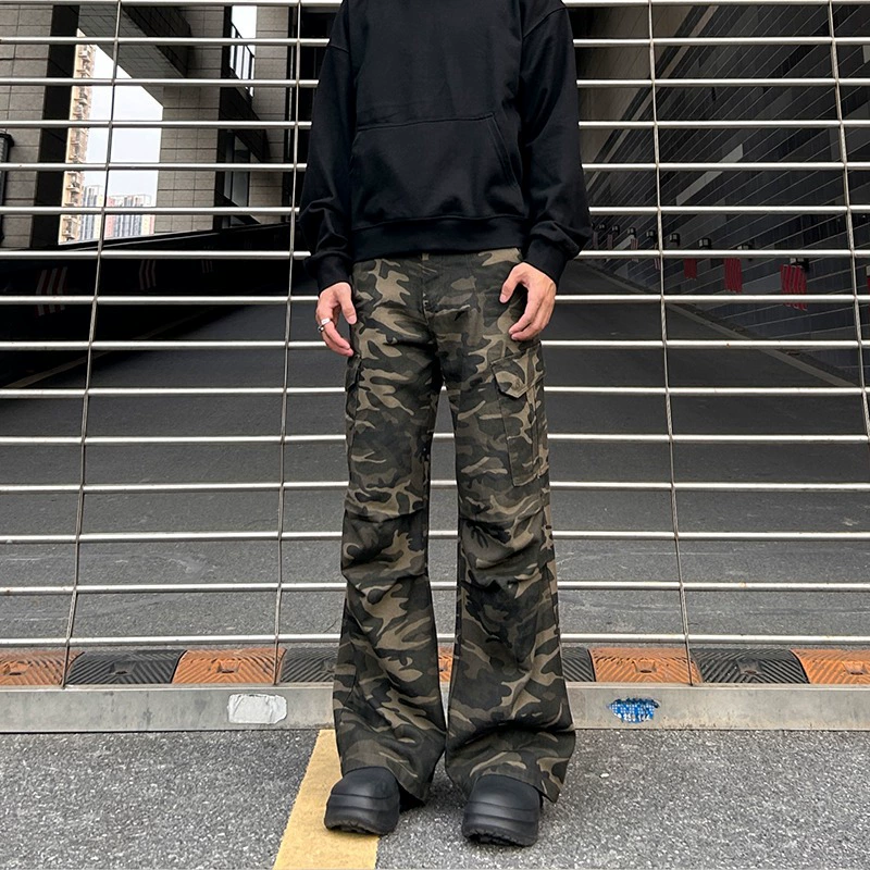 Тайдж camouflage осенние брюки, джинсы для отдыха, американский стиль, свободный прямой покрой