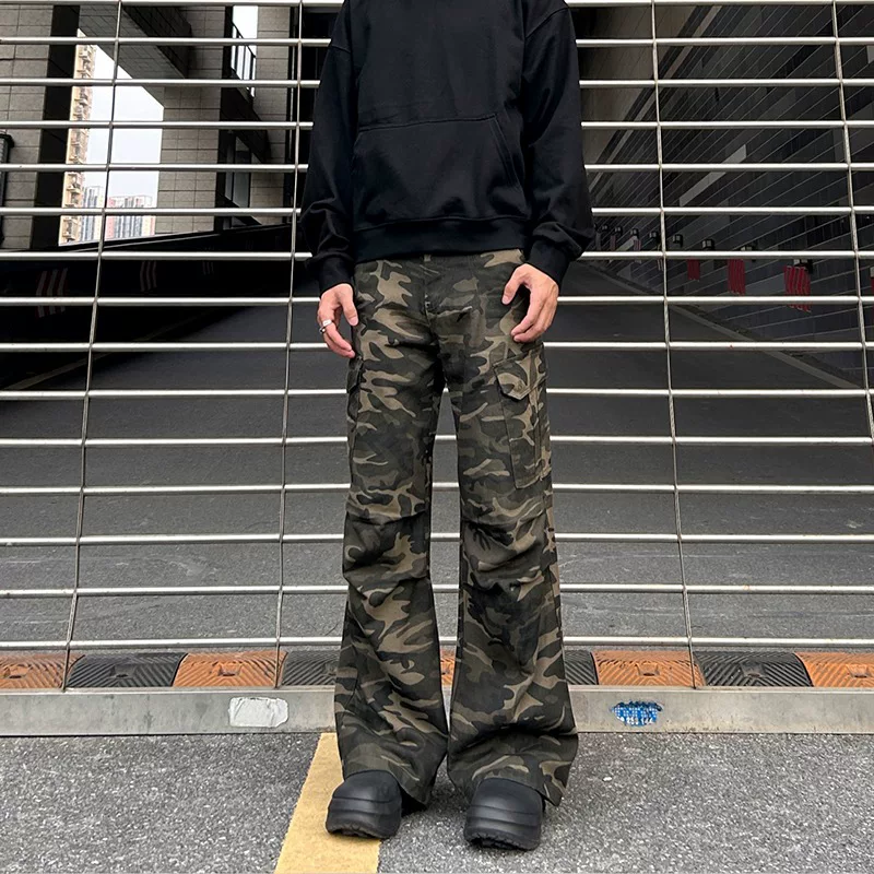 Тайдж camouflage осенние брюки, джинсы для отдыха, американский стиль, свободный прямой покрой