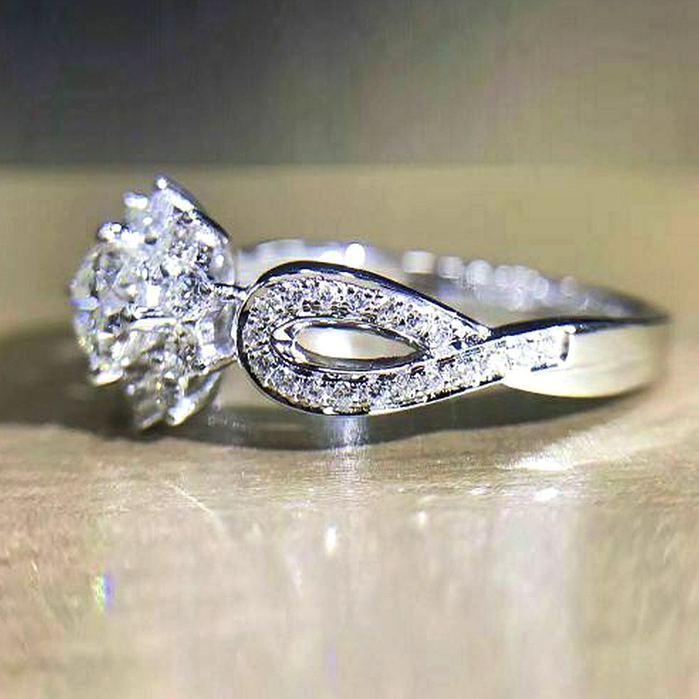 Fashion Flower Copper Rings Plating Inlay Zircon Copper Rings