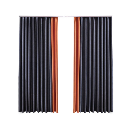 Full blackout cotton and linen curtains finished solid color splicing home curtains living room bedroom balcony hotel curtain fabric wholesale