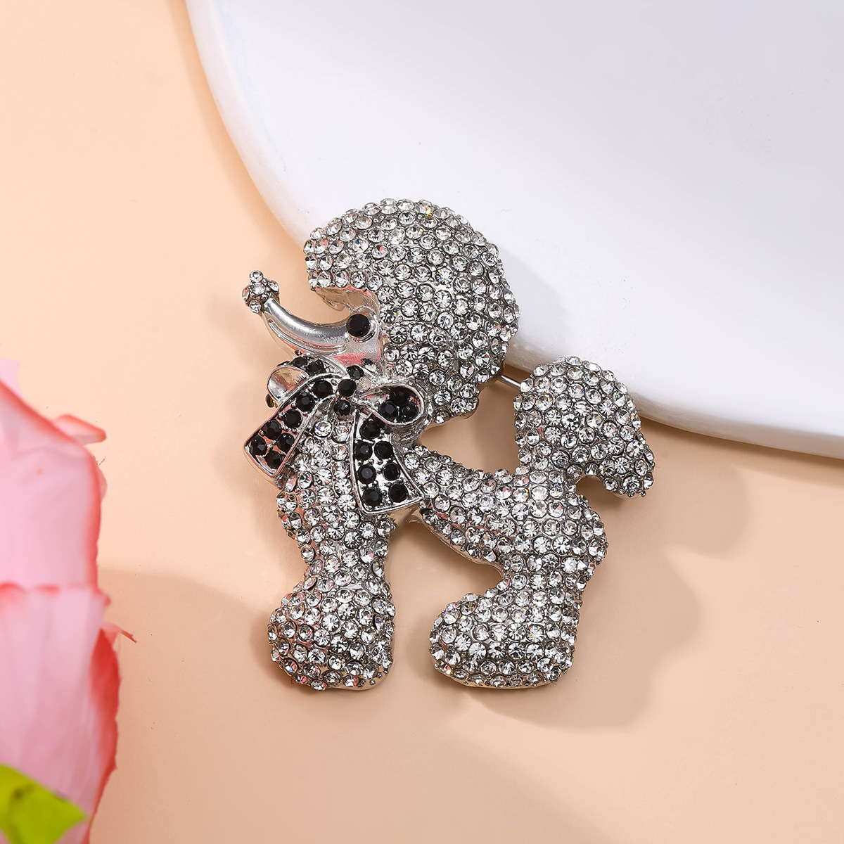 HD White Diamond Puppy Brooch