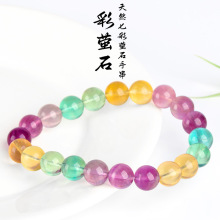 天然萤石手串 高冰透糖果色渐变色七彩萤石手链 东海可塘珠宝水晶
