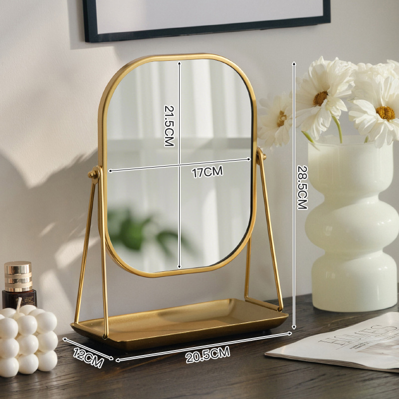 Espejo de maquillaje para el hogar de dormitorio al por mayor, espejo de maquillaje giratorio avanzado, espejo de almacenamiento de doble cara cuadrado