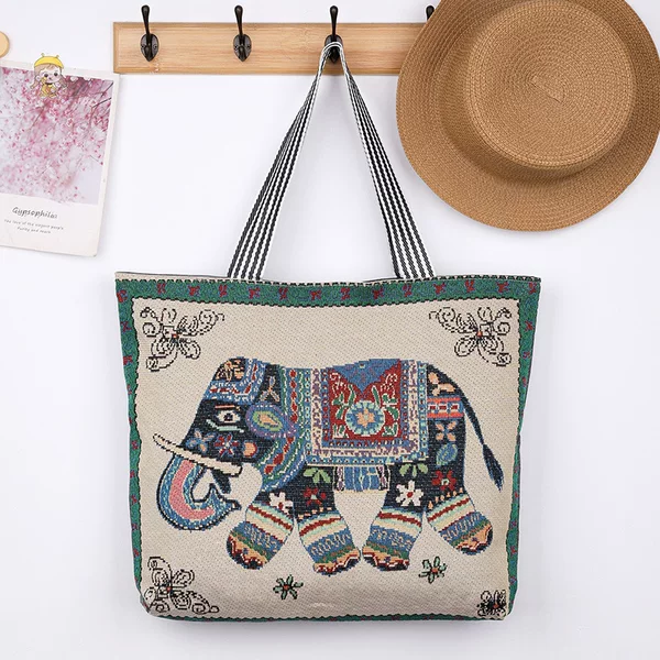 Thailand and Myanmar Regional Characteristics Fashionable Women's Bags Ethnic Style Canvas Bags Shoulder Bags Large Capacity Simple and Versatile Commuting