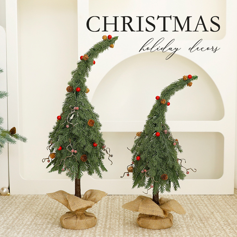 Nuevos adornos de árbol de Navidad de escritorio inclinado decoración creativa de codo mini decoración de árbol de Navidad