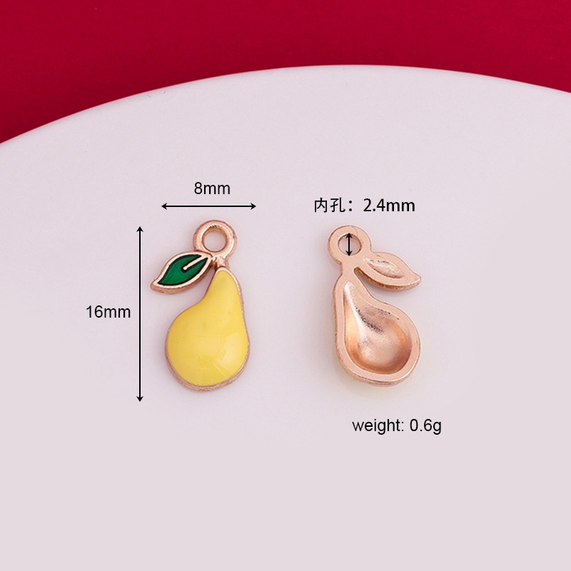 Accesorios de cereza de Manzana de Metal vegetal goteo aceite aleación llavero fruta pendientes pulsera pequeño colgante