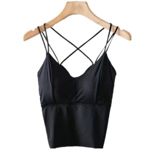 Ice Silk Beauty Back Mid-length Camisole Women's Sports Underwear Live Explosions Thin Shoulder Strap Navel-exposed Summer Thin Inner Wear
