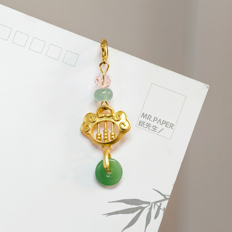 国民スタイル合金竹フレッシュピンクフラワーペンダント中国ベルペンダント古代スタイルチャイナ韓服衣類アクセサリー