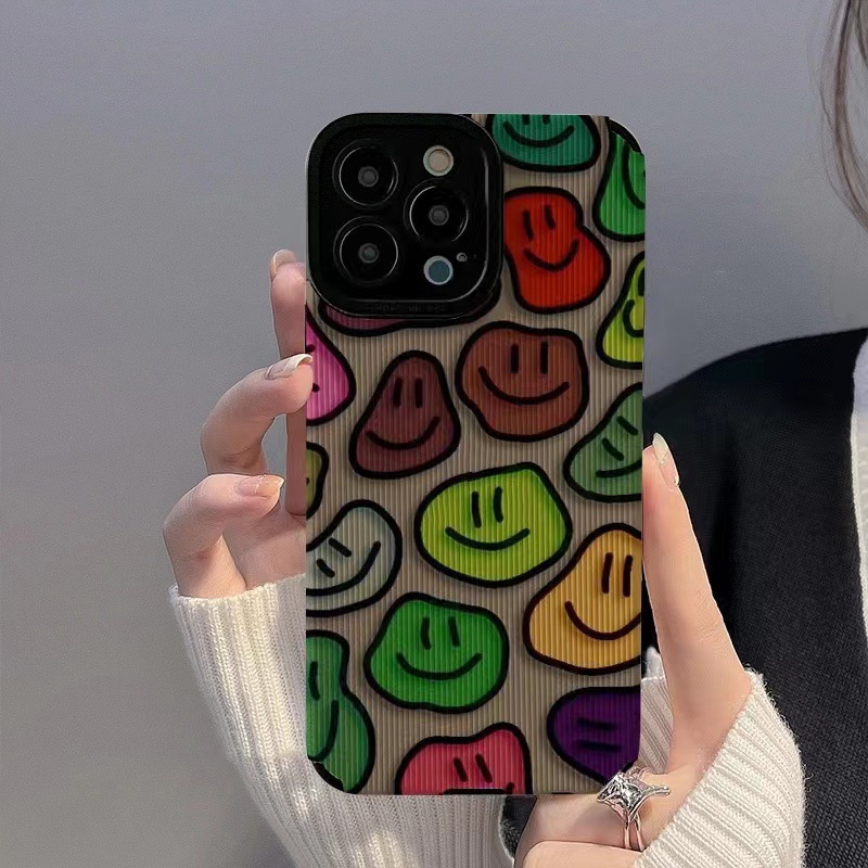Samsung A53 Phone Case Minimalist Colorful Smiling Face Design_voghion.com