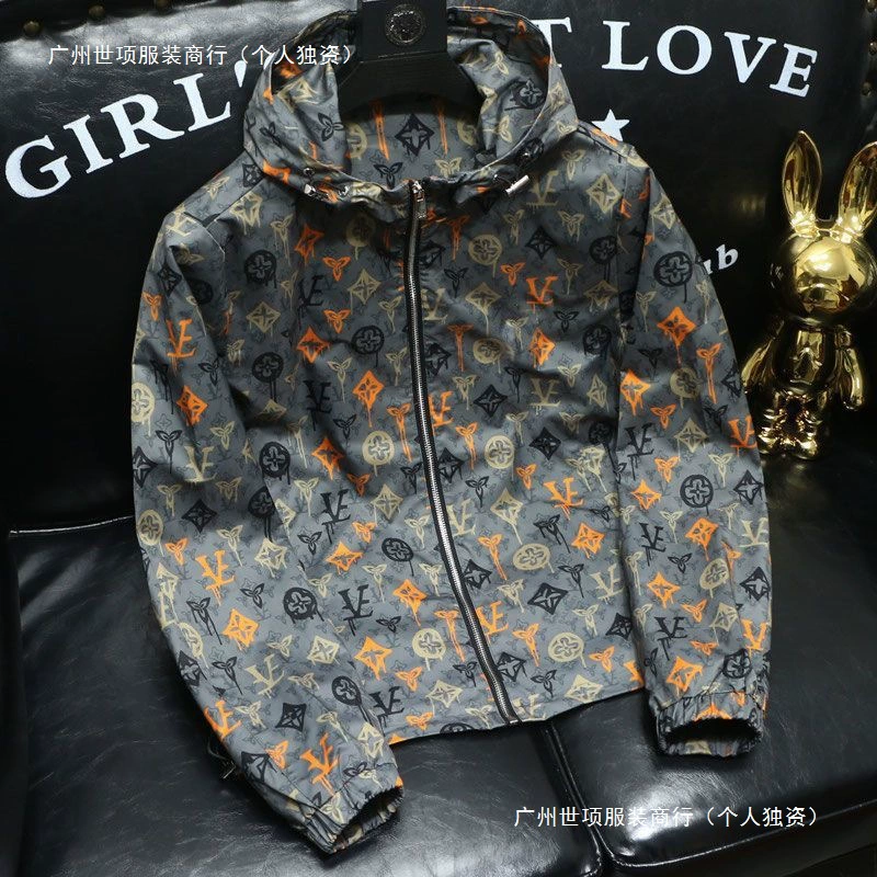 Мужская куртка с цветочным принтом от европейского модного бренда, весна-осень 2024, новая, тонкая, повседневная, модная, с капюшоном, ветрозащитная