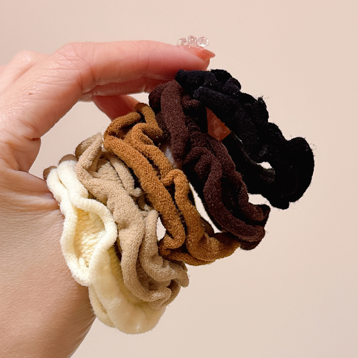 Simple todo partido oreja de madera banda de pelo cabeza de bola banda de goma de las mujeres de alta elástico durable cuerda de pelo accesorios para el cabello