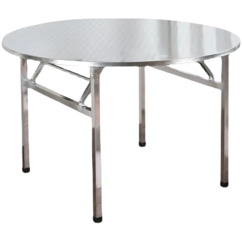 Stainless Steel Folding Round Table Household Table for 8 People and 10 People Round Banquet Dining Table Late Night Snack Stall Table