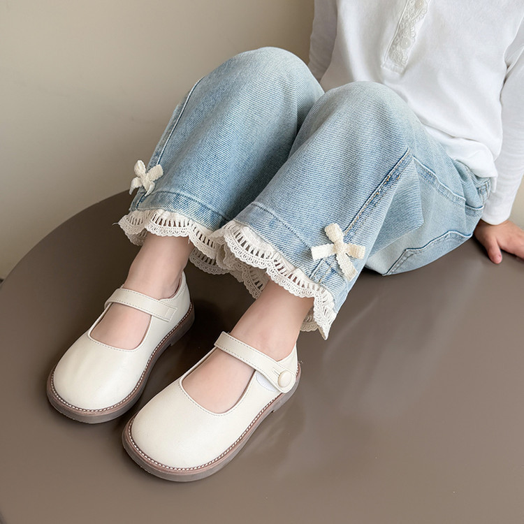 女童牛仔裤秋装2025新款宝宝裤子童装阔腿裤春秋款儿童花边直筒裤|undefined