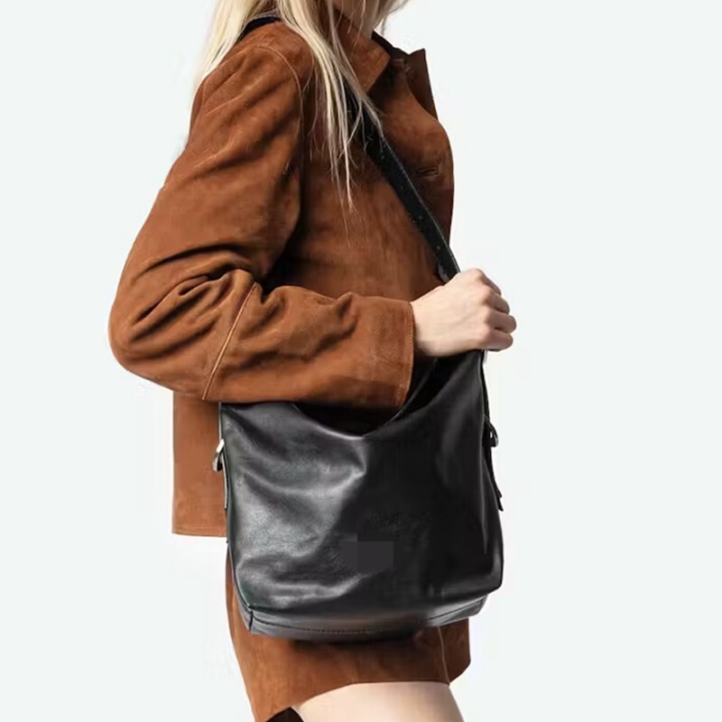 Z@V25 New Fashion Pure Color Shoulder Crossbody Bag Genuine Leather Soft Surface Large Capacity Shoulder Commuter Bag Crossbody Bag