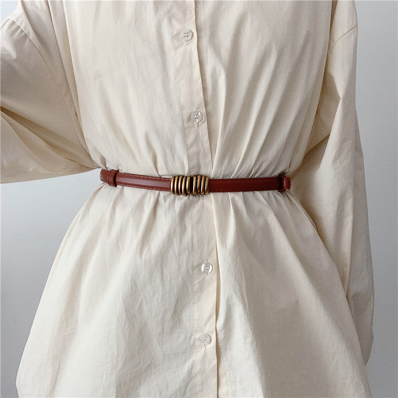 Decorative Women's Belt for Dresses, Waist-Cinching Leather Belt, Suitable for Sweaters and down Jackets, with Adjustable Buckle Hook, Thin Leather Belt for Women Decorative Women's Belt for Dresses, Waist-Cinching Leather Belt, Suitable for Sweaters and down Jackets, with Adjustable Buckle Hook, Thin Leather Belt for Women