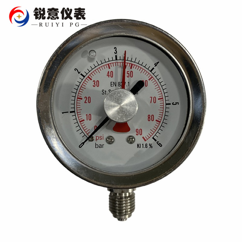 304 316材质压力表 0-6BAR 0.6MPA 带可调指针耐震液压油压气压表